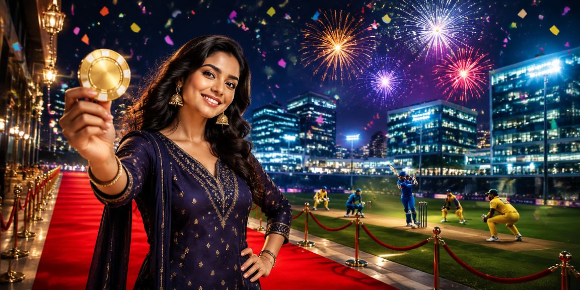 Indian cricket betting patrons using mobile devices in vibrant environment